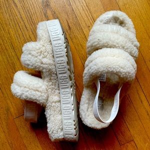UGG platform sandals cream shearling size 9